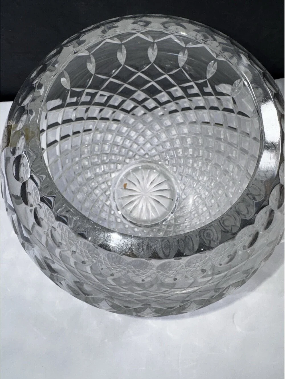 Vtg Polish Lead Crystal Vase Hand Cut Heavy Cut Glass Poland Starburst Base
